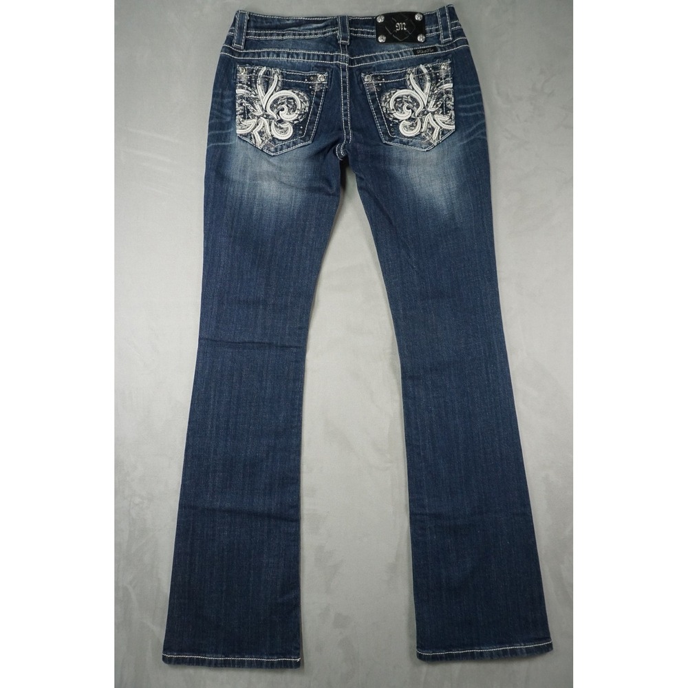 NWT Miss Me Bootcut Jeans Womens 28x34 Studded Whiskered Sparkle Rodeo VTG Y2K